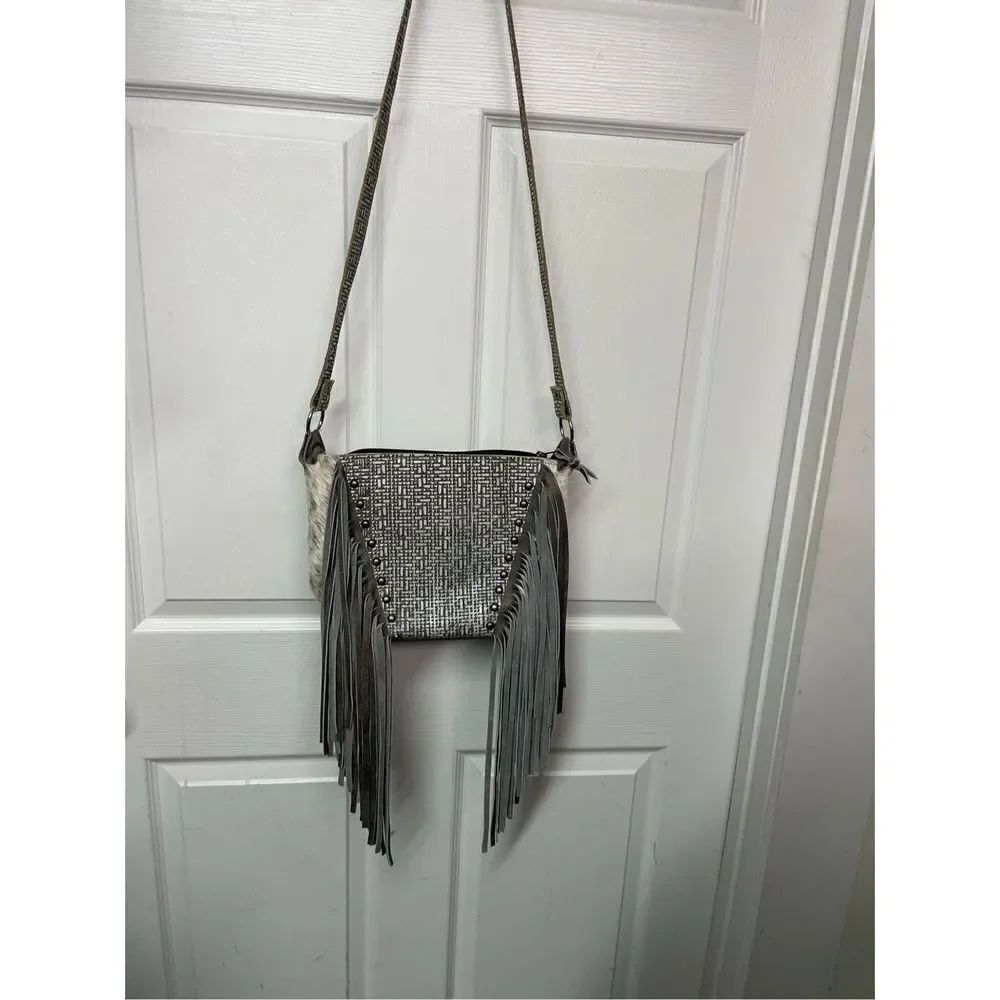 Holy Cow Culture 847 Original Leather Cowhide Fringed Crossbody Bag Gift